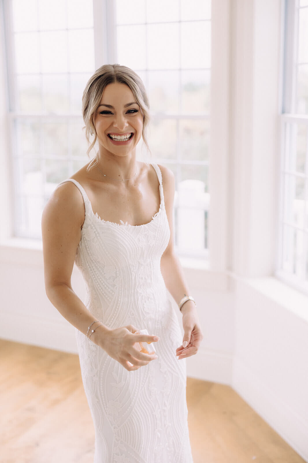 Bride getting ready for Finger Lakes wedding