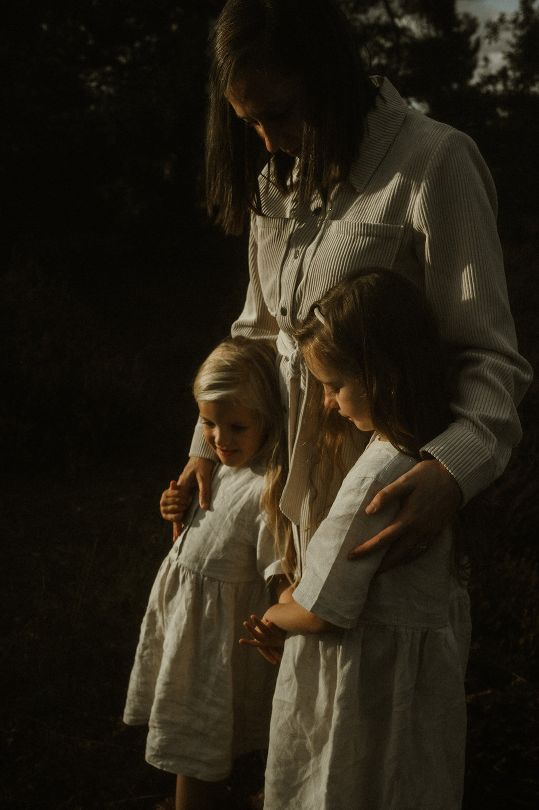 Gezinsfotografie in Nijlen tijdens golden hour – pure, spontane momenten vastgelegd in de heide.