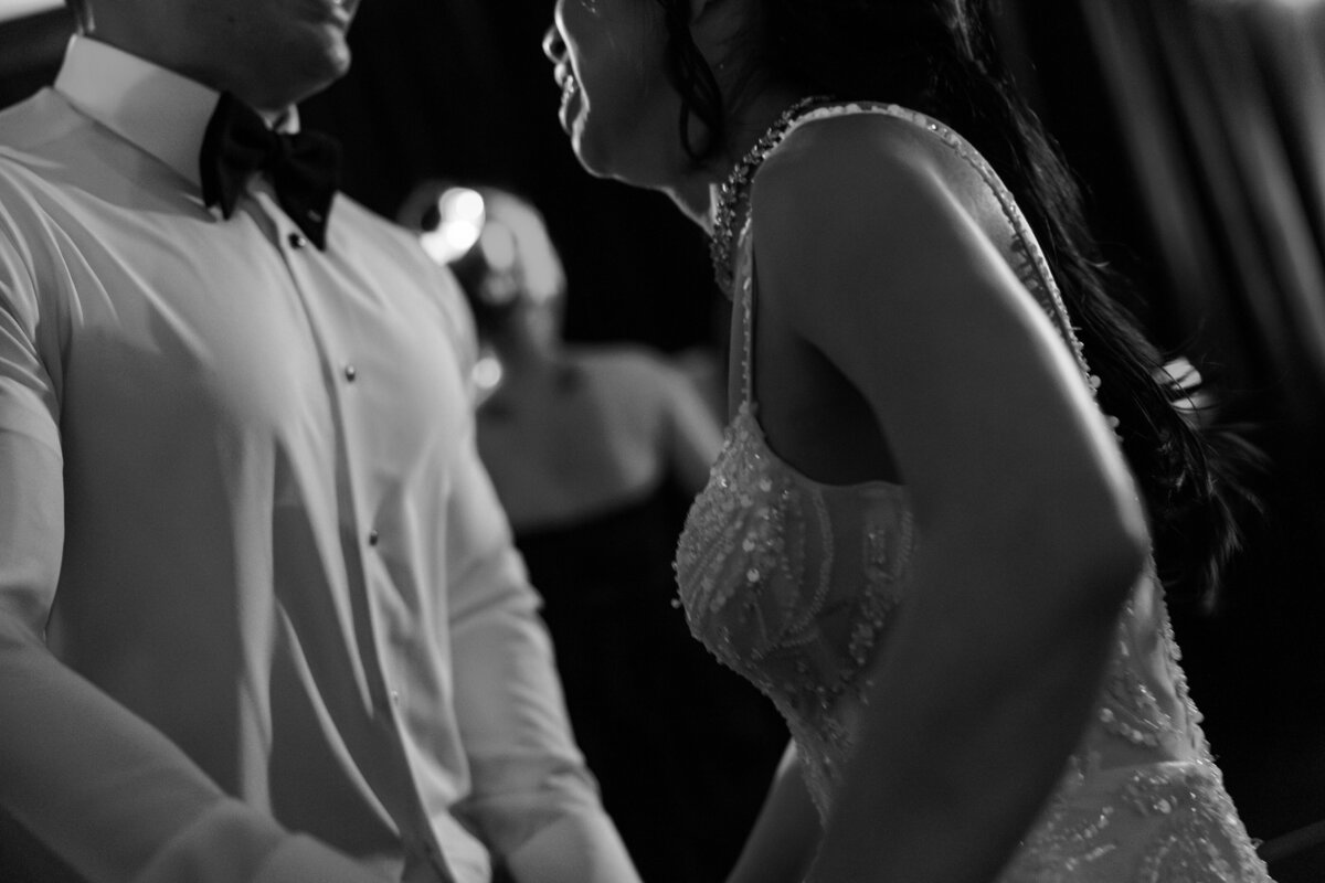 A photo of the couple during their wedding reception at the Hotel Zaza wedding in Houston.