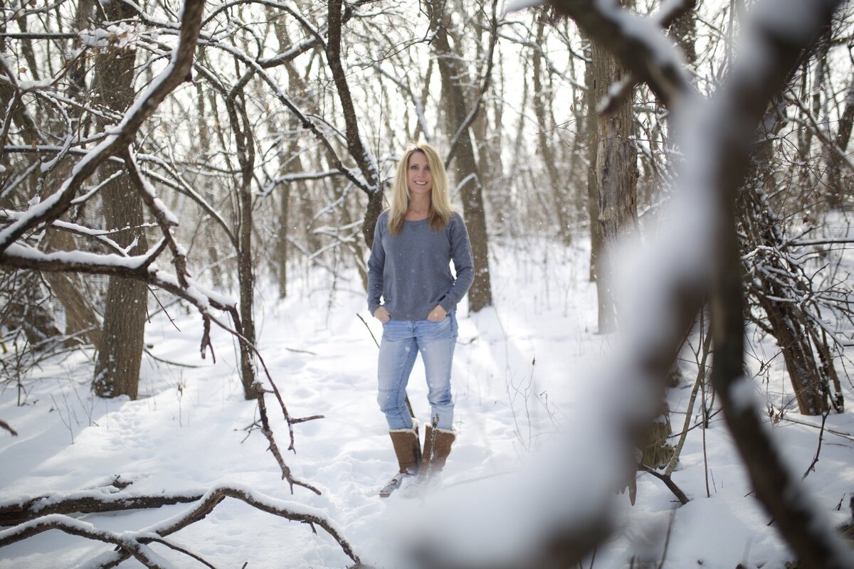 Karen in the cold of winter snow