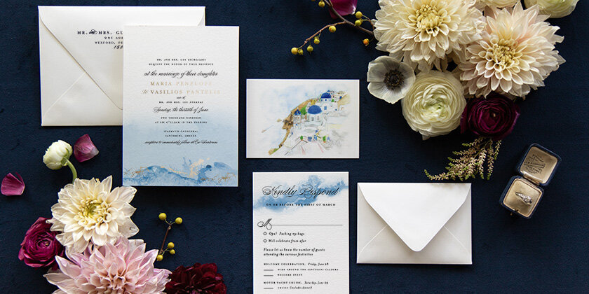 Greek Santorini Wedding Invitations