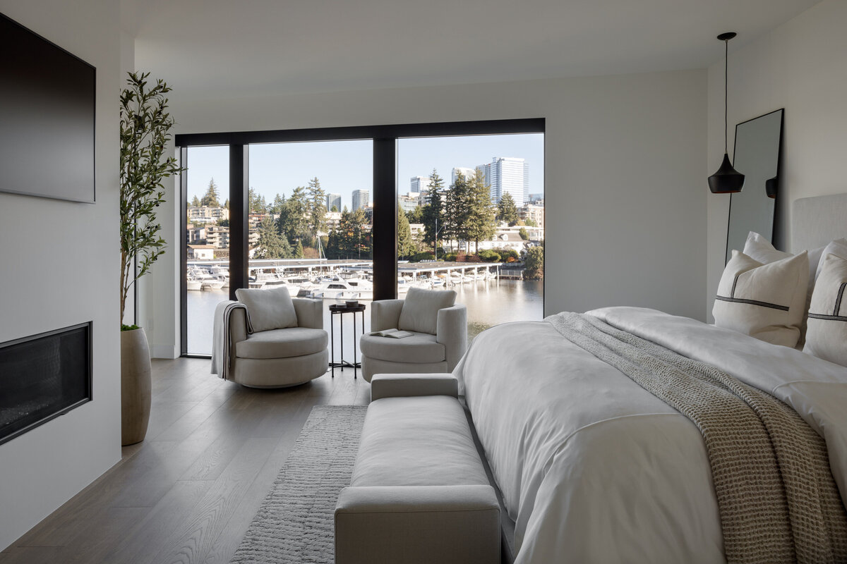 Master Bedroom with Lake View Bellevue WA