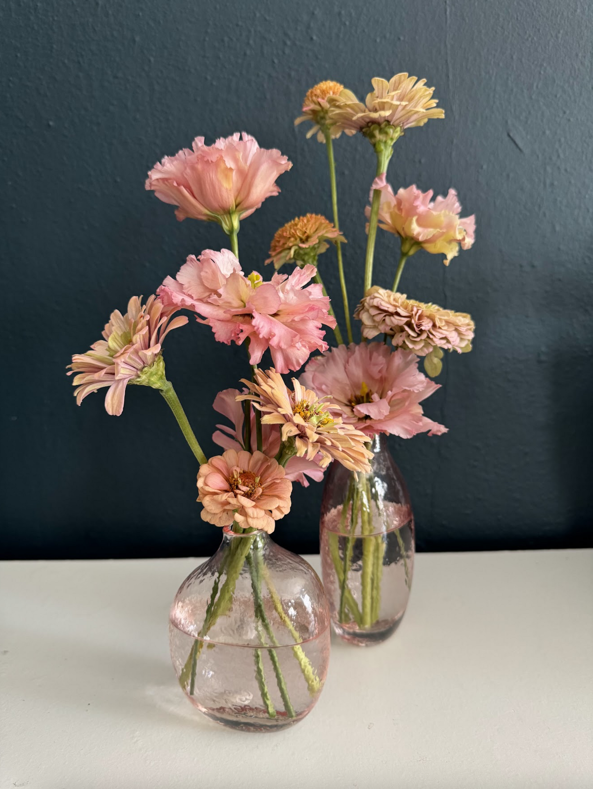 pink glass bud vases