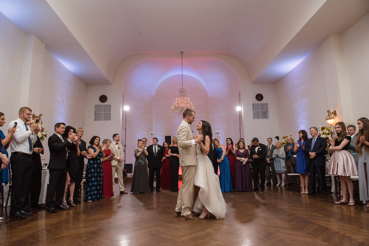 Bride and groom first dance at The Bourne Mansion