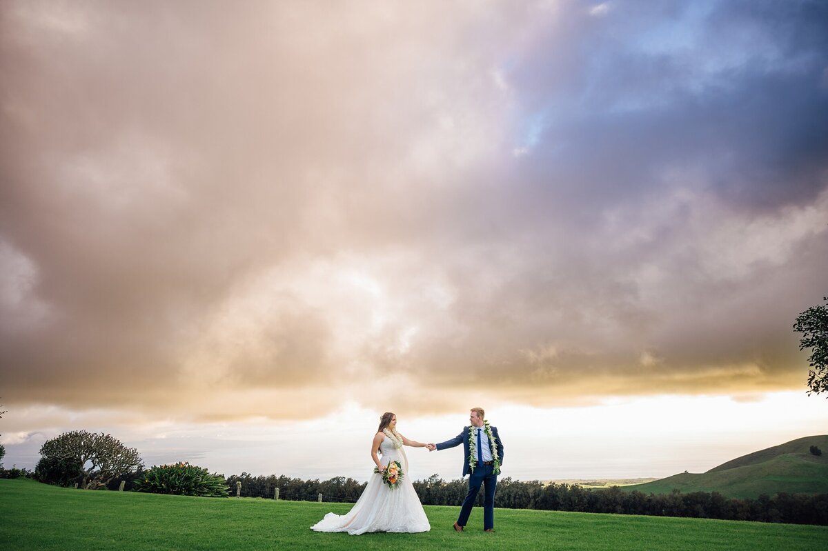 a sunset wedding at Kahua Ranch on the Big Island