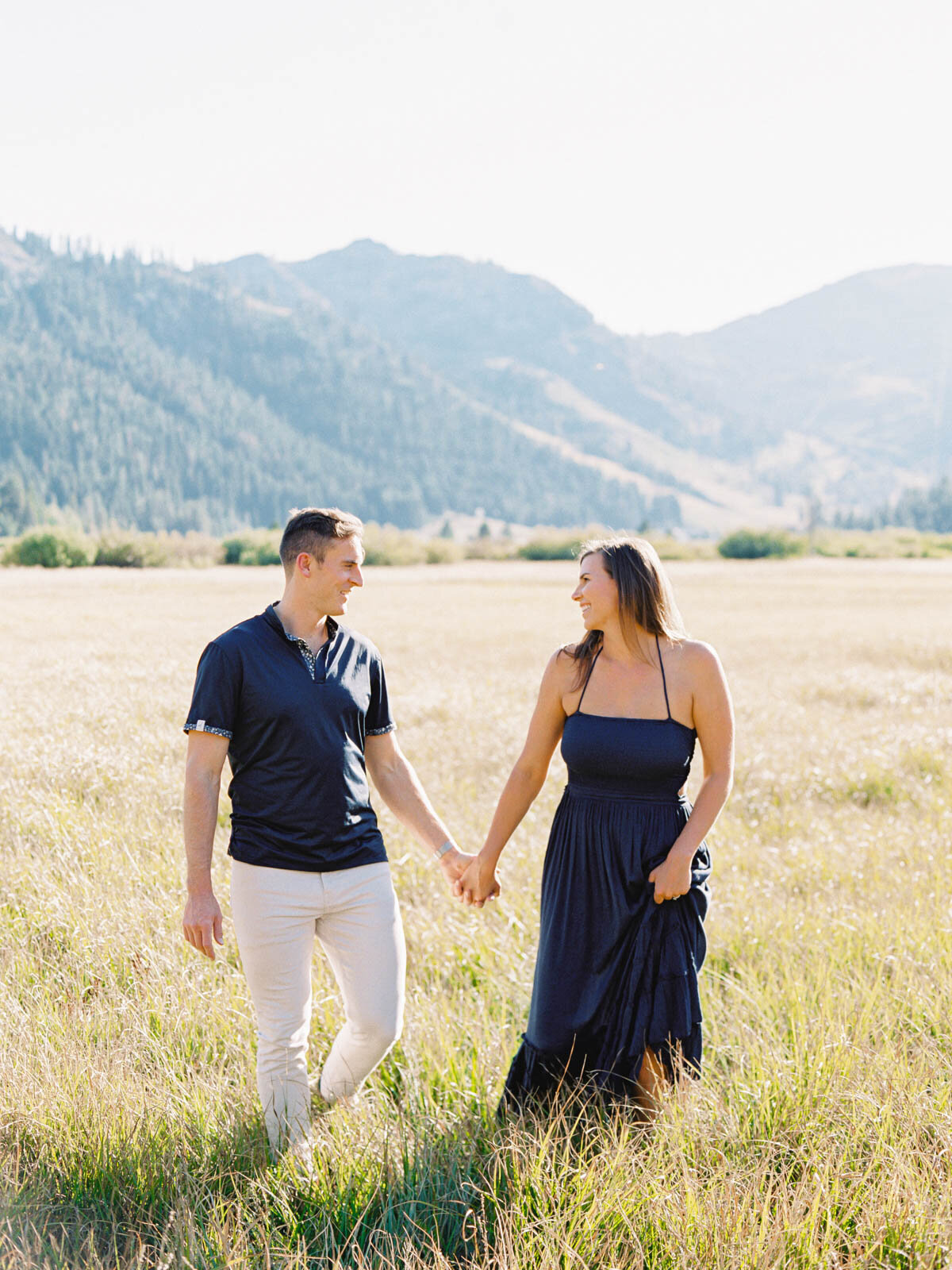 Tahoe meadows engagement photo