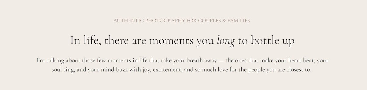 Web copy example for wedding photographer