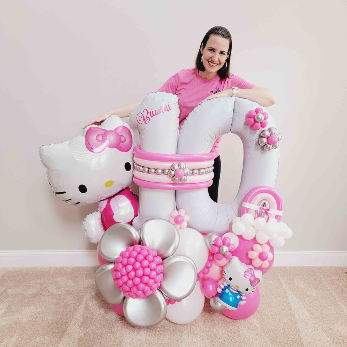 The expertise with Air with Flair Decor's Premium Balloon Bouquet featuring a charming Hello Kitty Pink theme. The premium touch of our expertly crafted balloon artistry