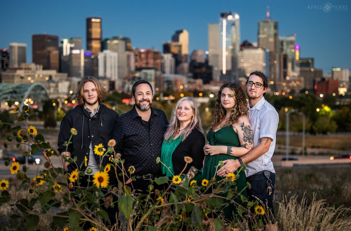 Denver Family Photographer With Denver Skyline Backdrop