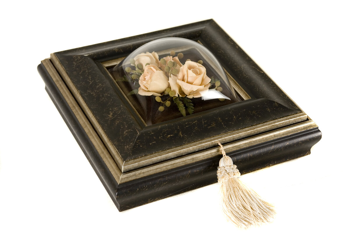 Preserved flowers inside keepsake box
