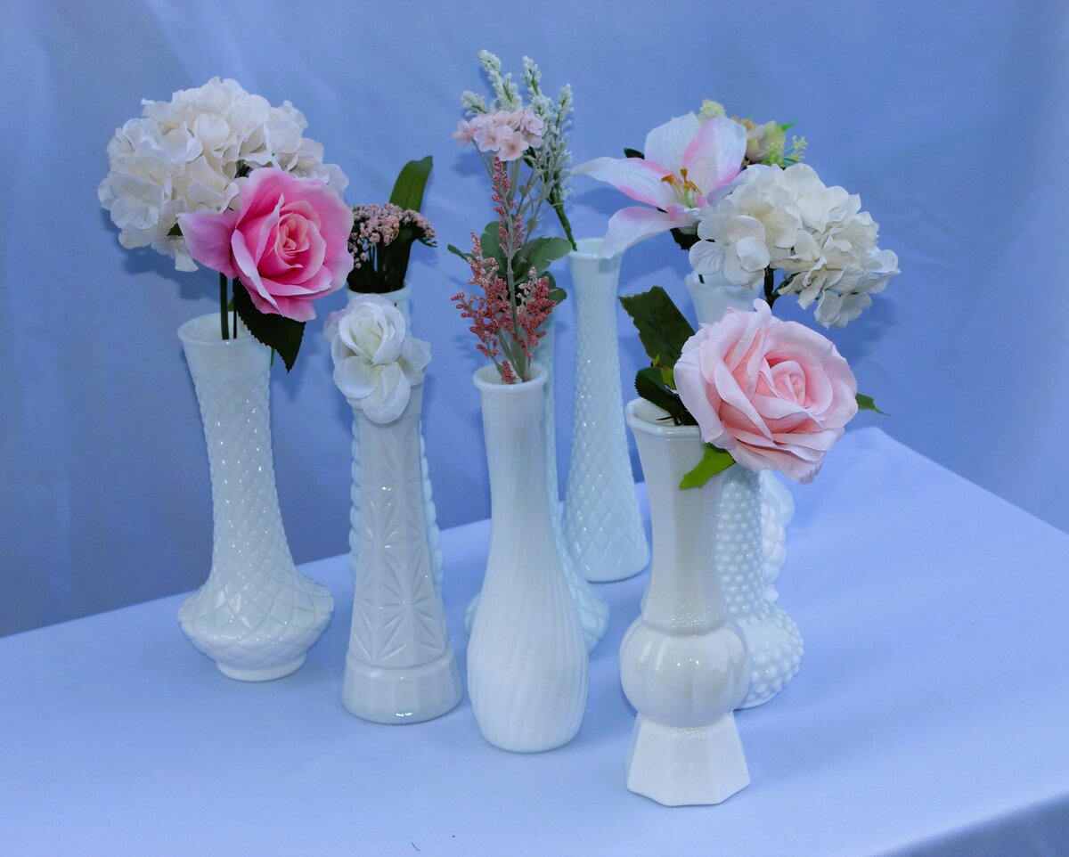 milk glass wedding rental vases