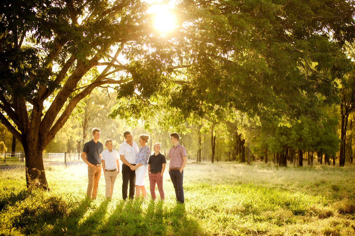 family at sunset in Emerald, QLD