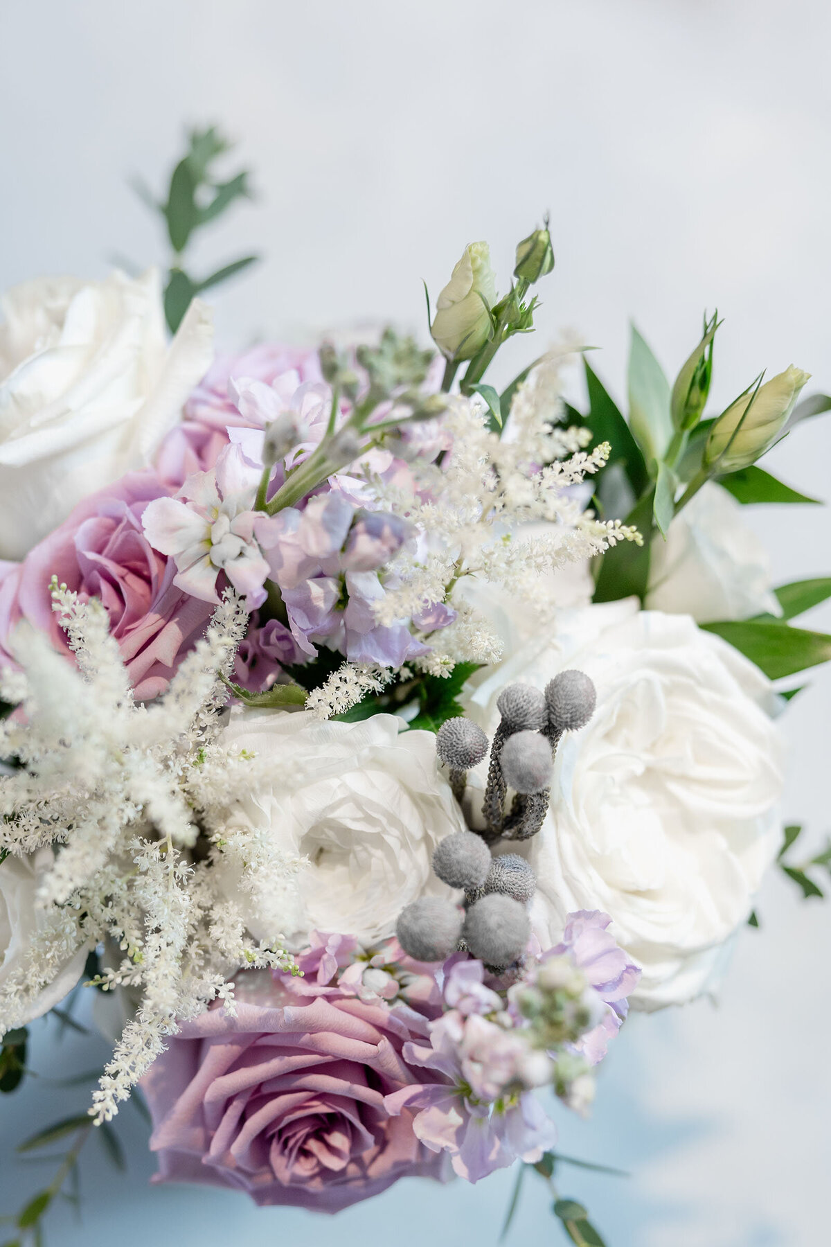 Purple and white wedding flowers