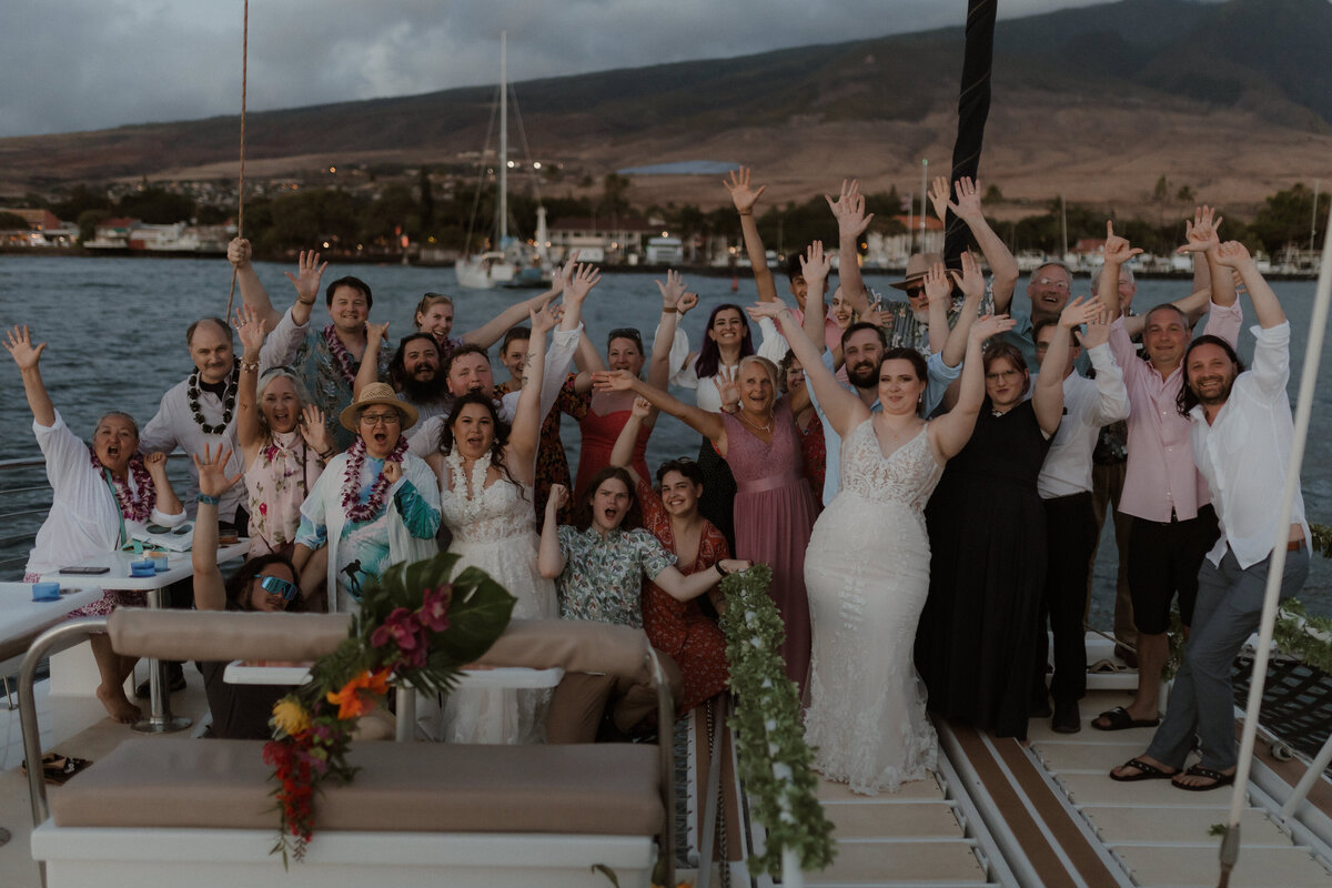 Wedding party on boat