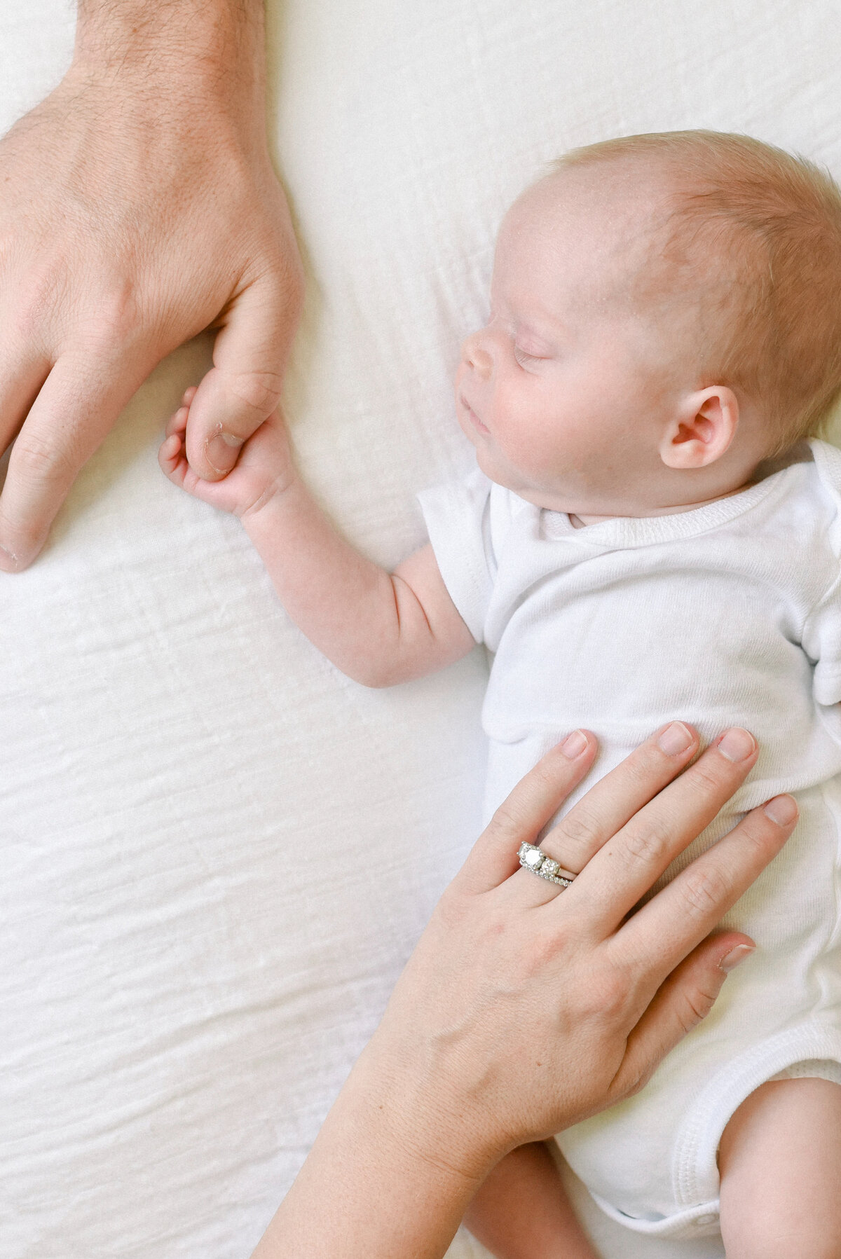 newborn portrait with parents hand