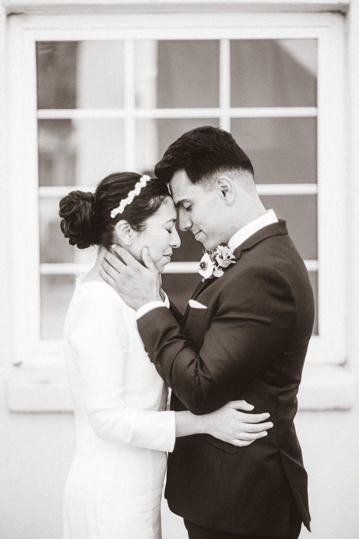 Wedding Photograph Of Bride And Groom Bowing To Each Other  Los Angeles