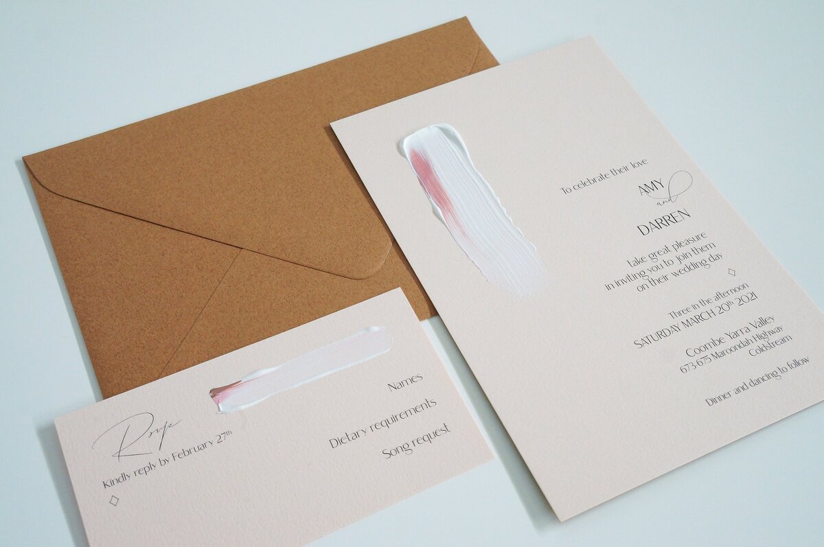 Artistic wedding invitation with natural brown colours