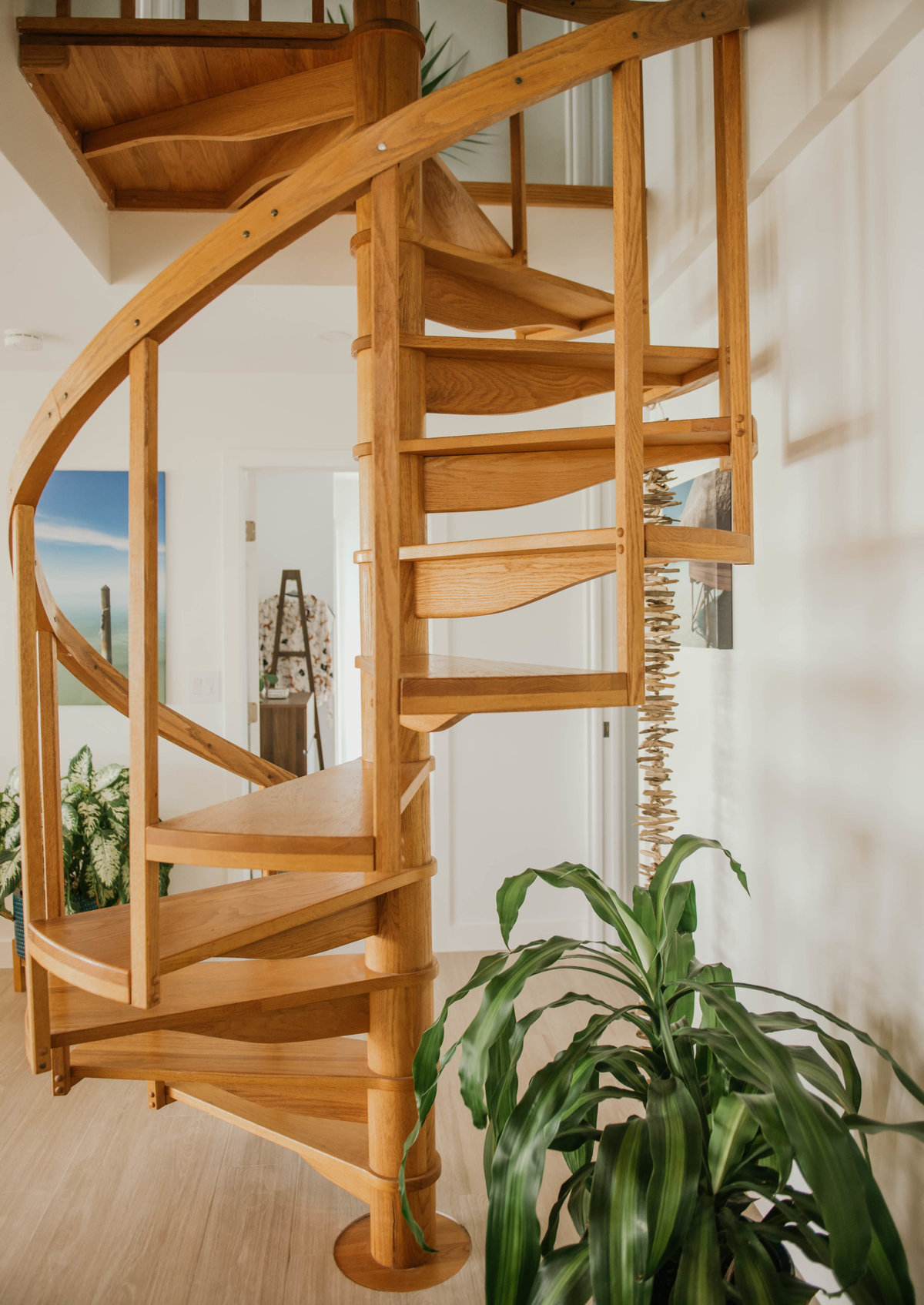 Oak Spiral Staircase original to home. SOL Y MAR INTERIORS