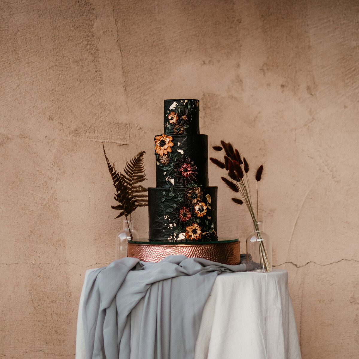 southwest wedding cake on a table