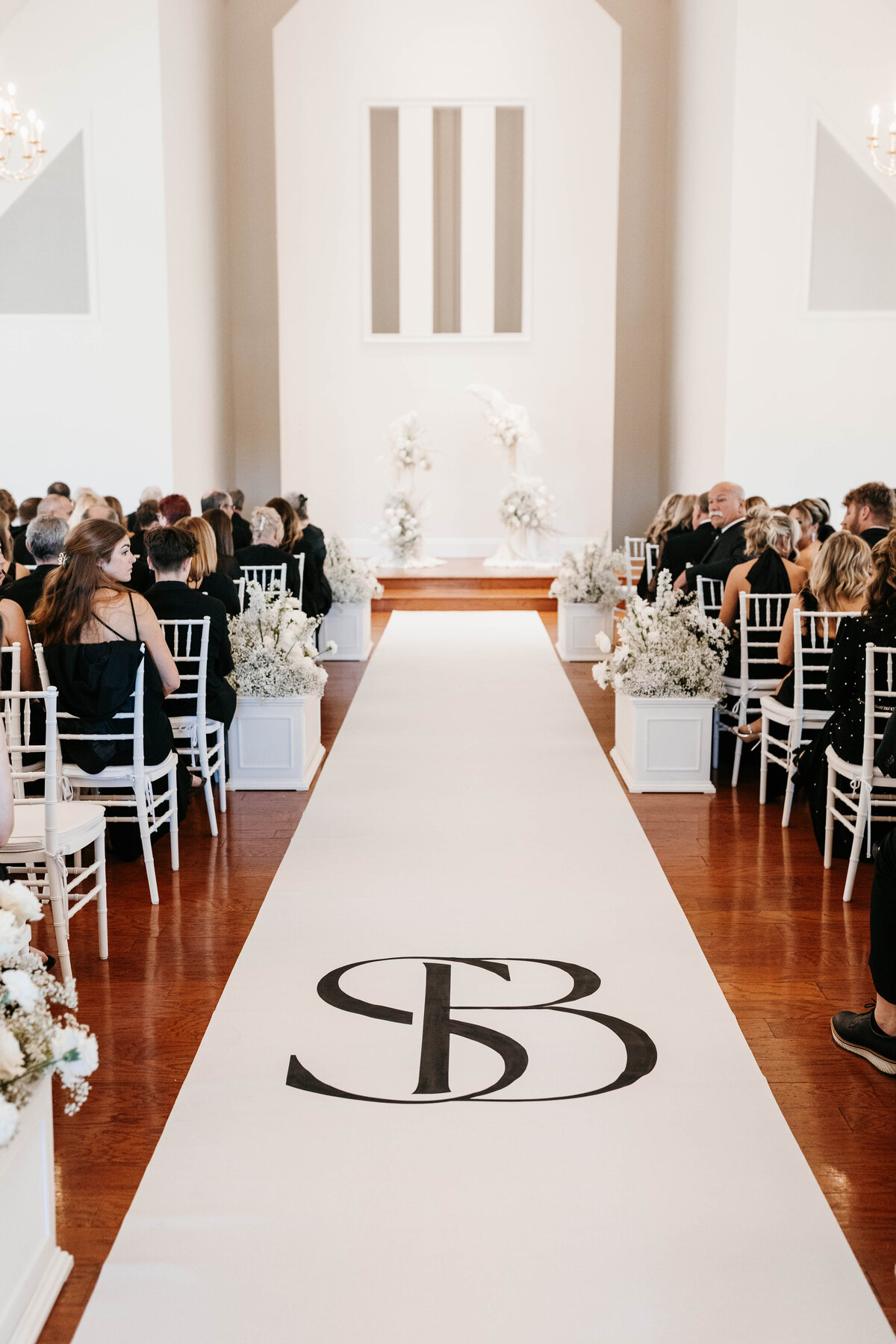 ceremony set up with aisle runner