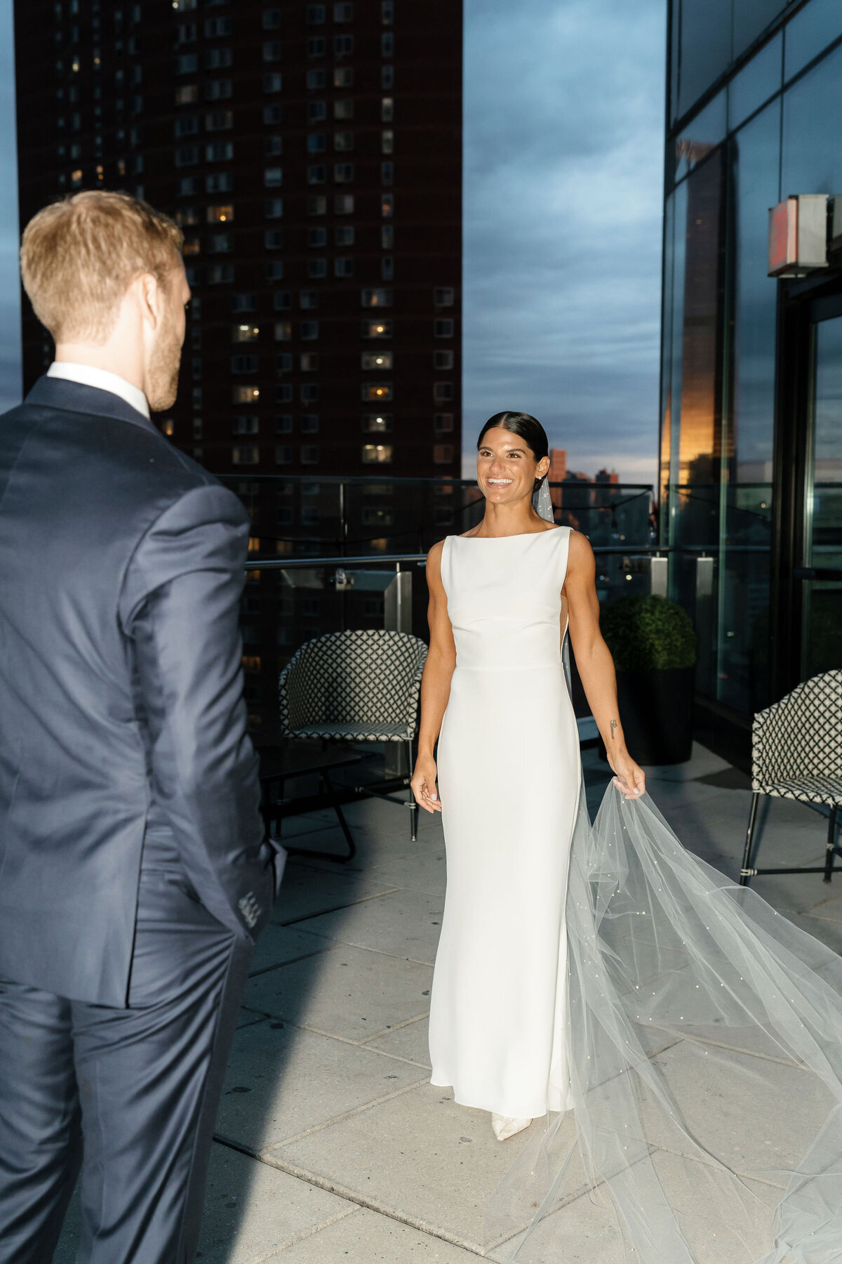 NYC Sunset Bride + Groom by Lisa Blanche Photography