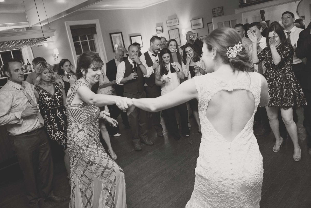 Bride dancing at The Ram's Head Inn