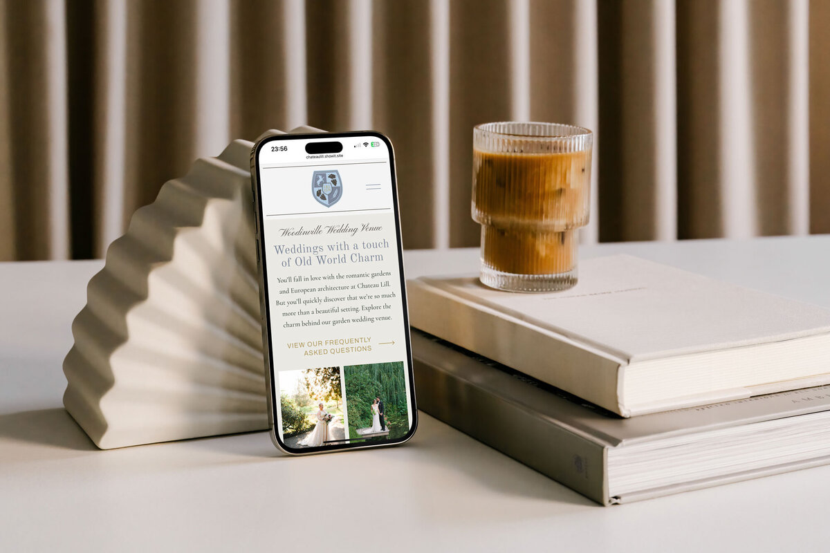Custom Showit website design for a Washington wedding venue