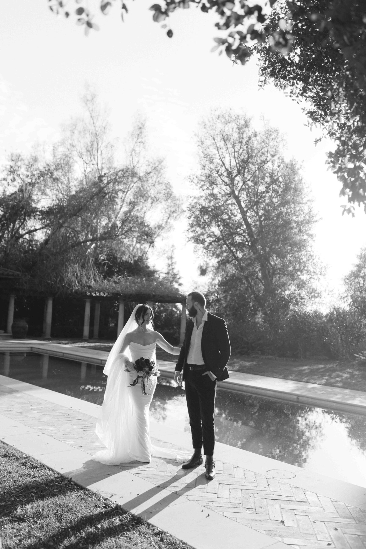 Golden Hour wedding portraits at Etienne Estate in Pasadena