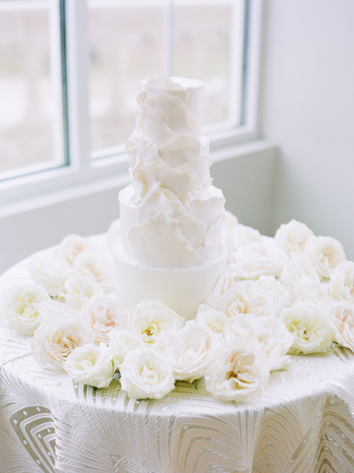 The Olana Nimbus Events Wedding Planning Modern White Ruffled Cake