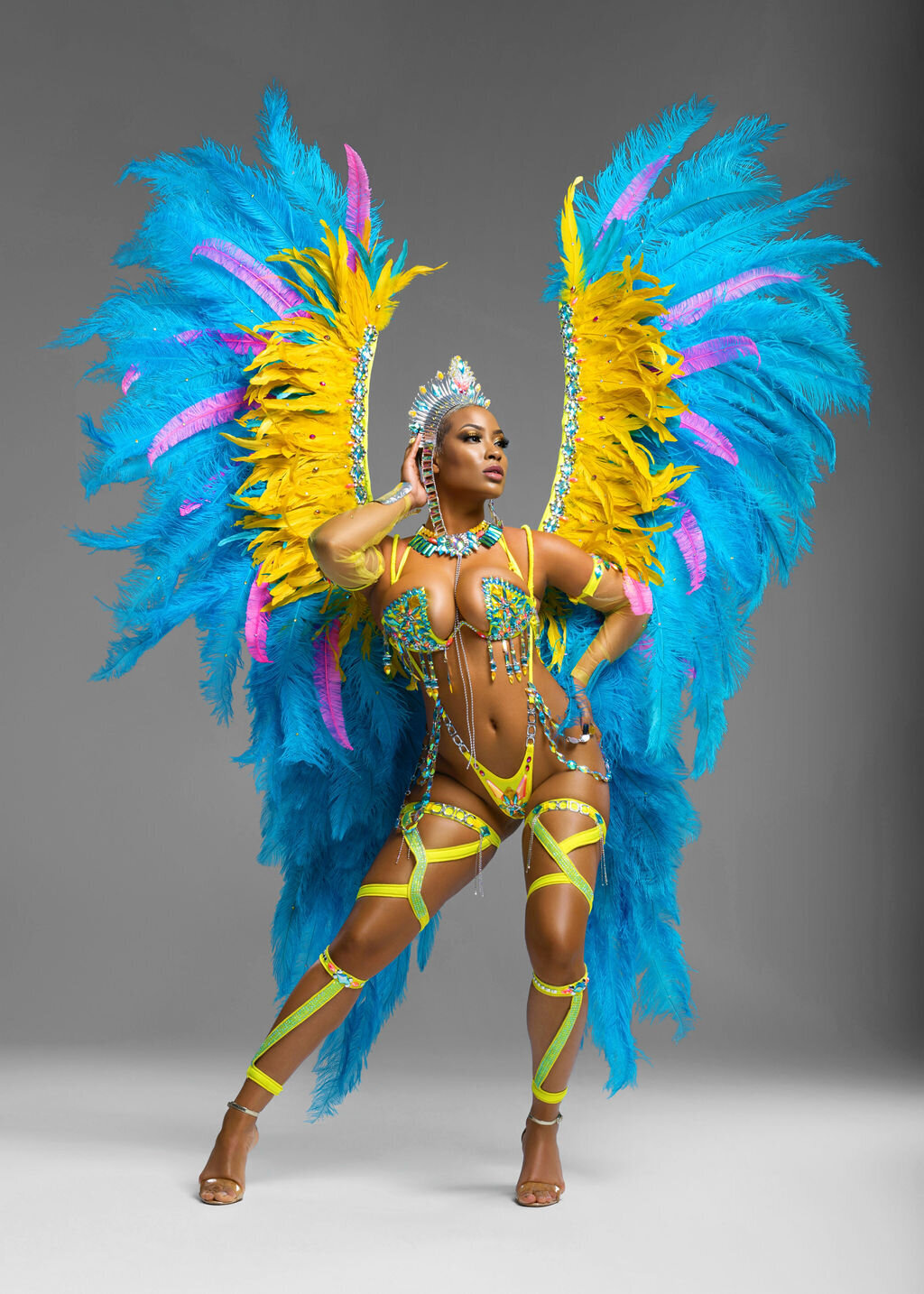 Yellow costume for Caribana Toronto. Register to play mas with Sunlime Mas