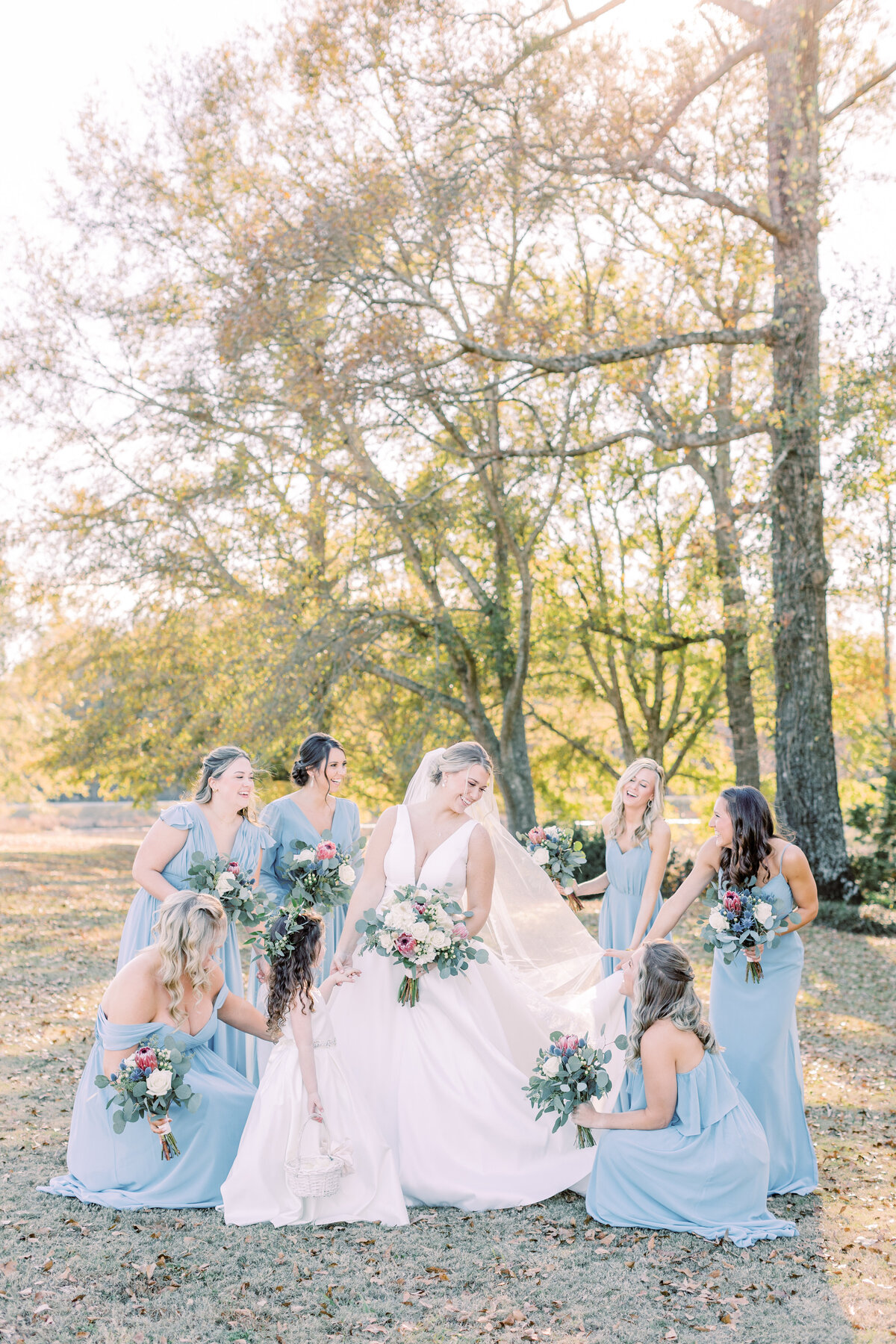 bride with bridesmaids