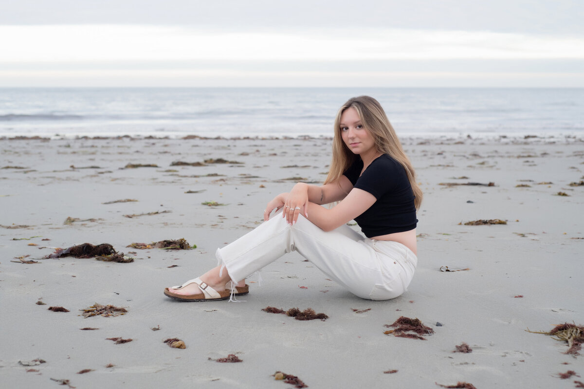 Senior Portrait on the beach in Kennebunk Maine