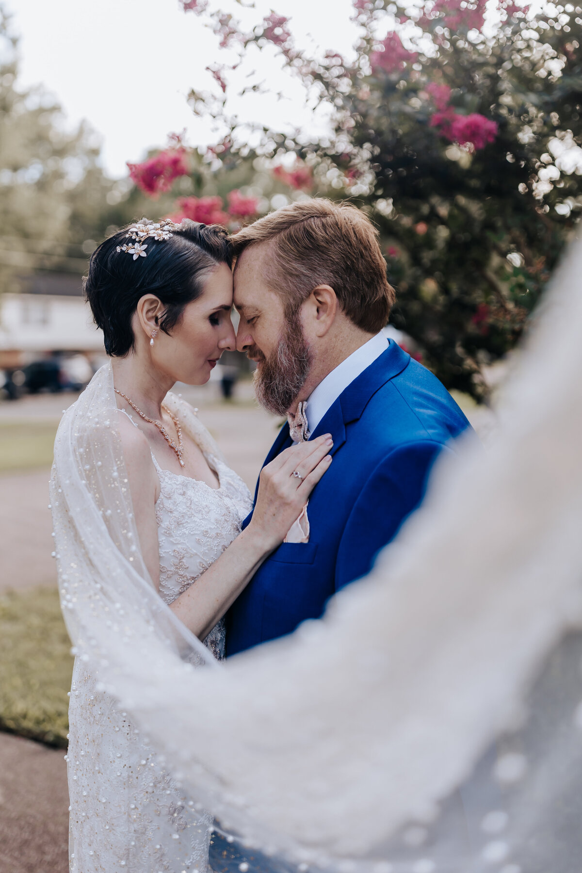 Nashville wedding photographer captures bride and groom nose to nose
