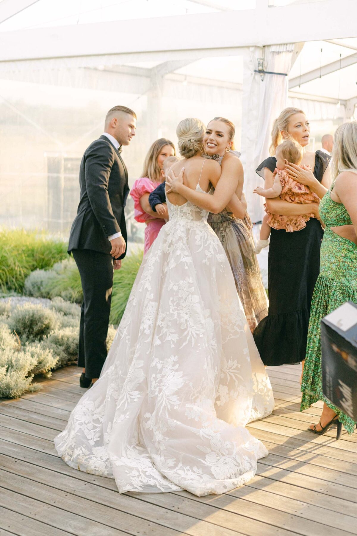 Wedding guests mingling