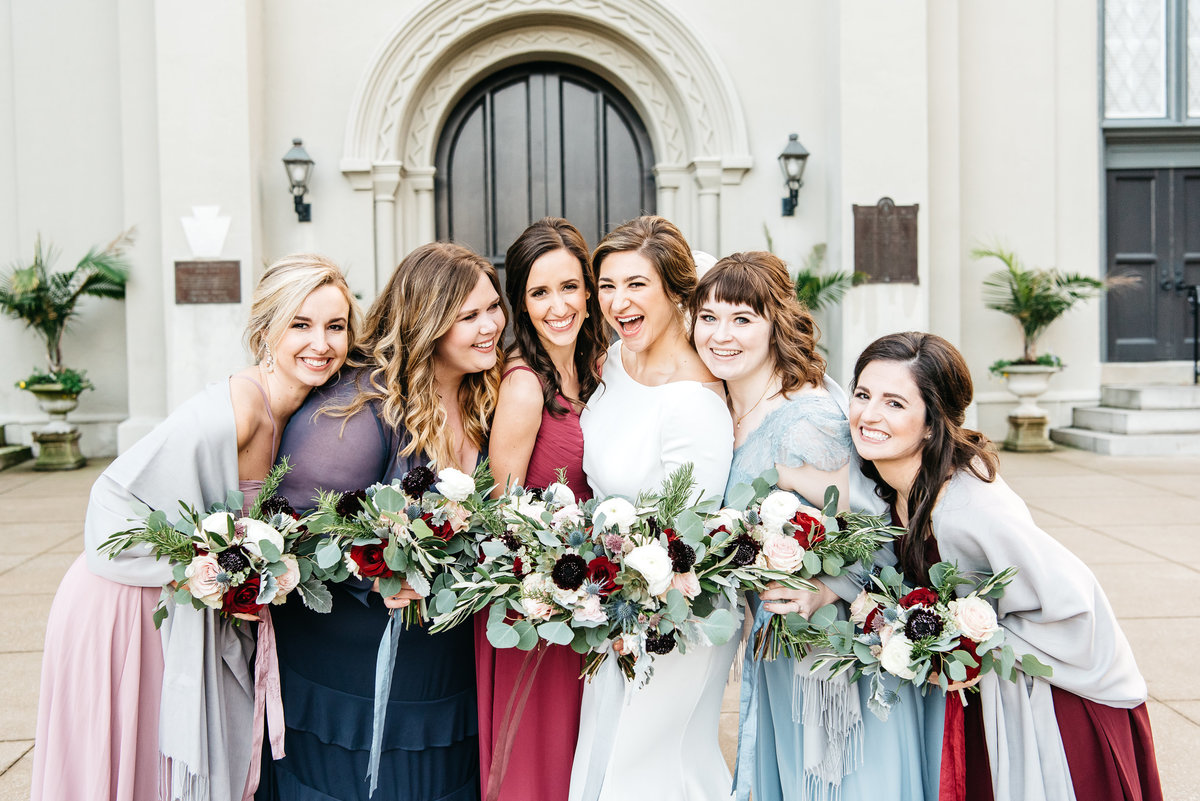 First Presbyterian Augusta GA Wedding - Bride with bridesmaids