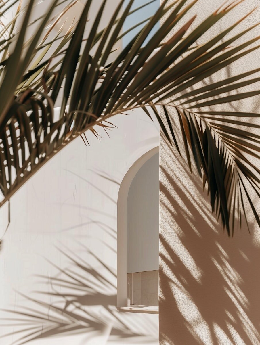 Serene Minimalist Scene with Palm Shadows (1)