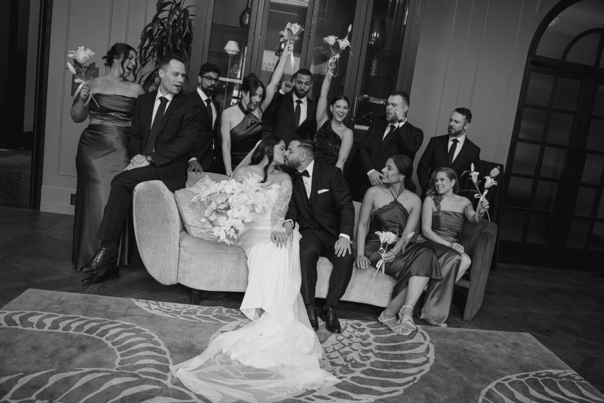 Bridal Party photos at the Daxton Hotel in the Parlor room