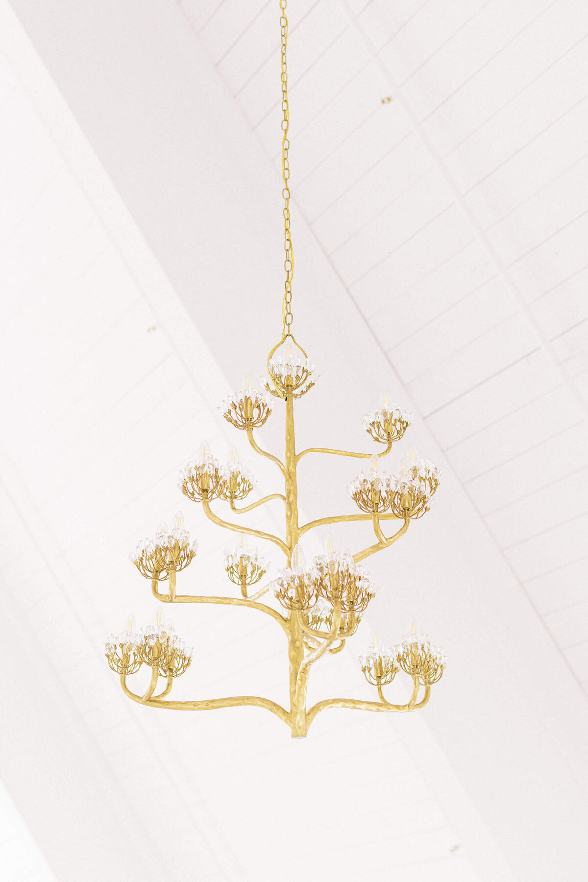 Elegant chandelier at North Texas wedding at The Nest at Ruth Farms