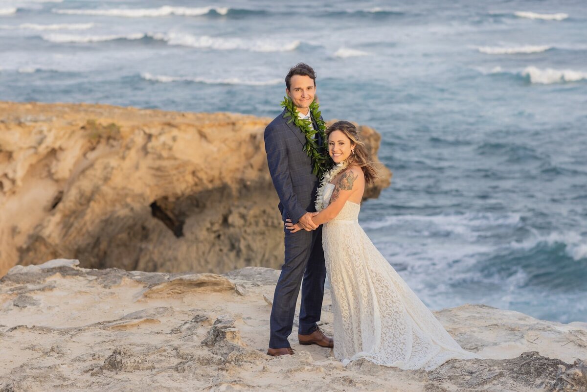 Just married moment captured by Kauai wedding photographer