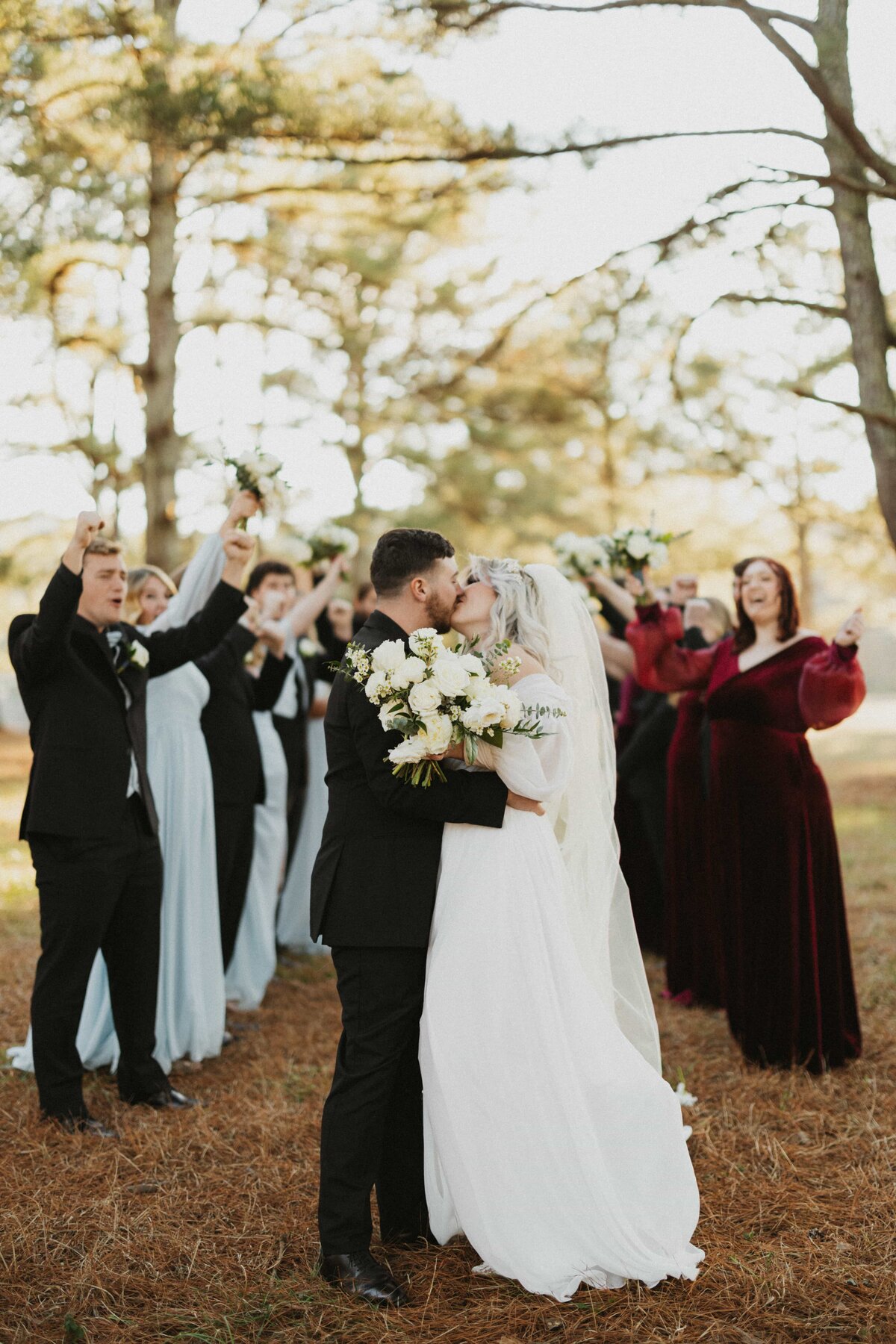 bridal party cheering