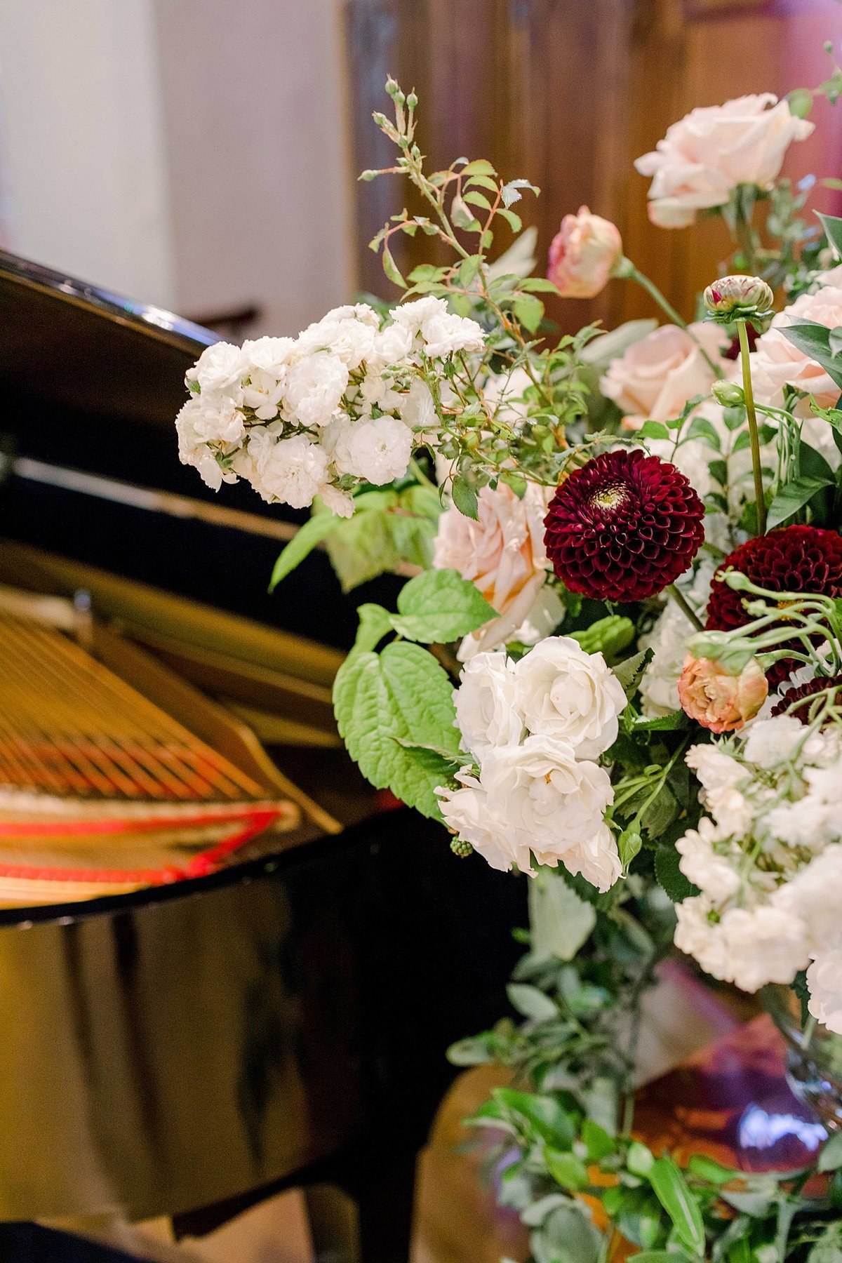 Burgundy and blush wedding florals
