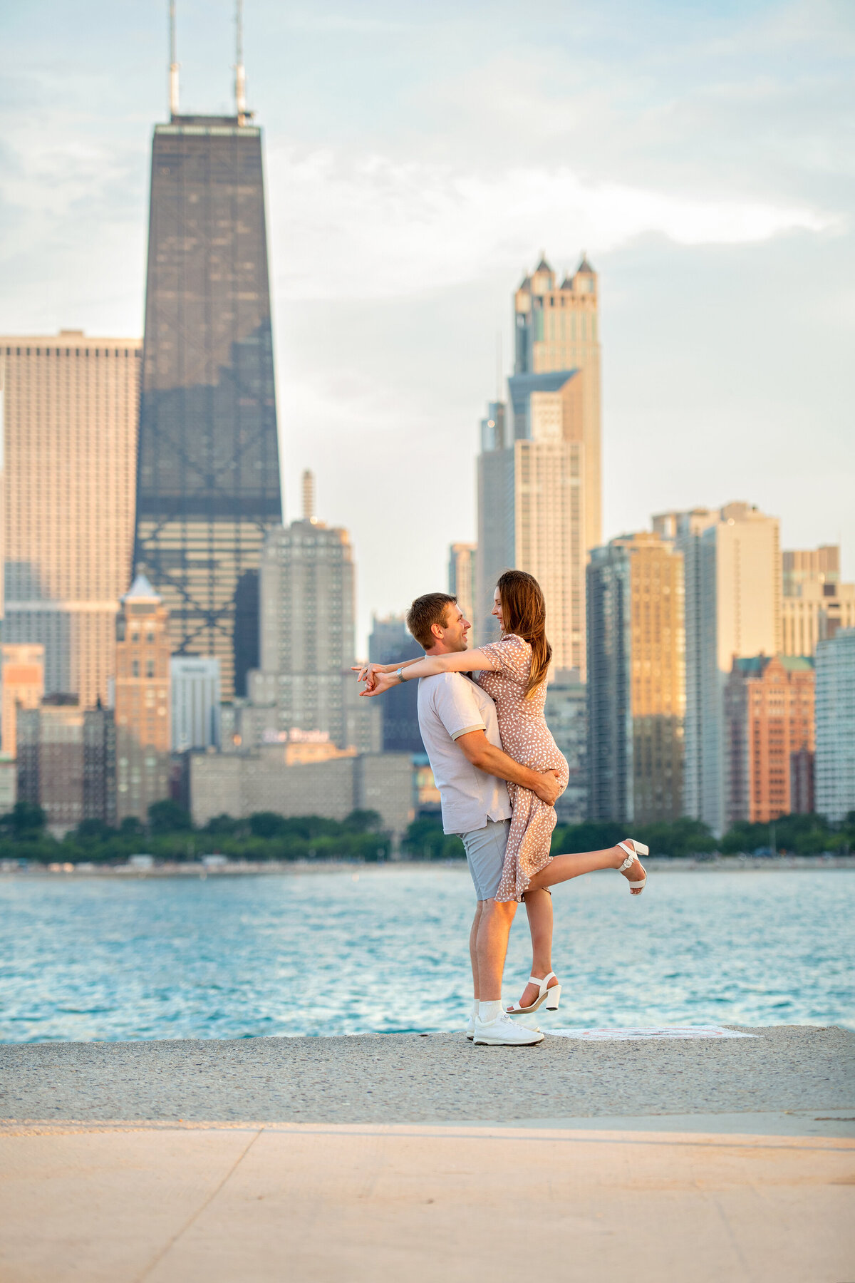 Concrete jungle in the background of engaged lovers