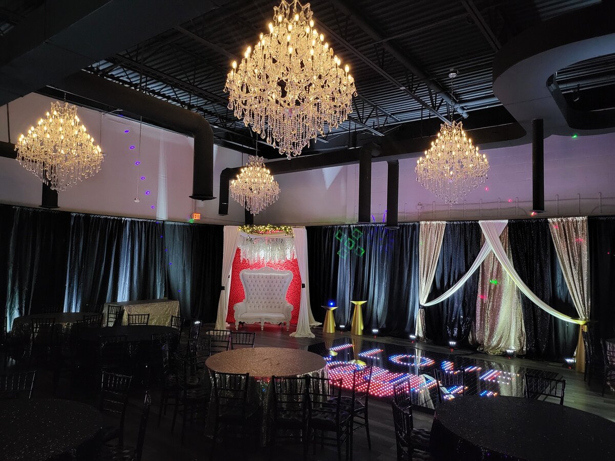 Wedding with Backdrop LED Dance Floor Canopy Rentals in Metro Detroit Eleven11 Event Space