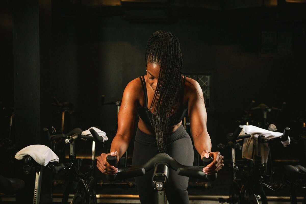 Woman on a elliptical machine