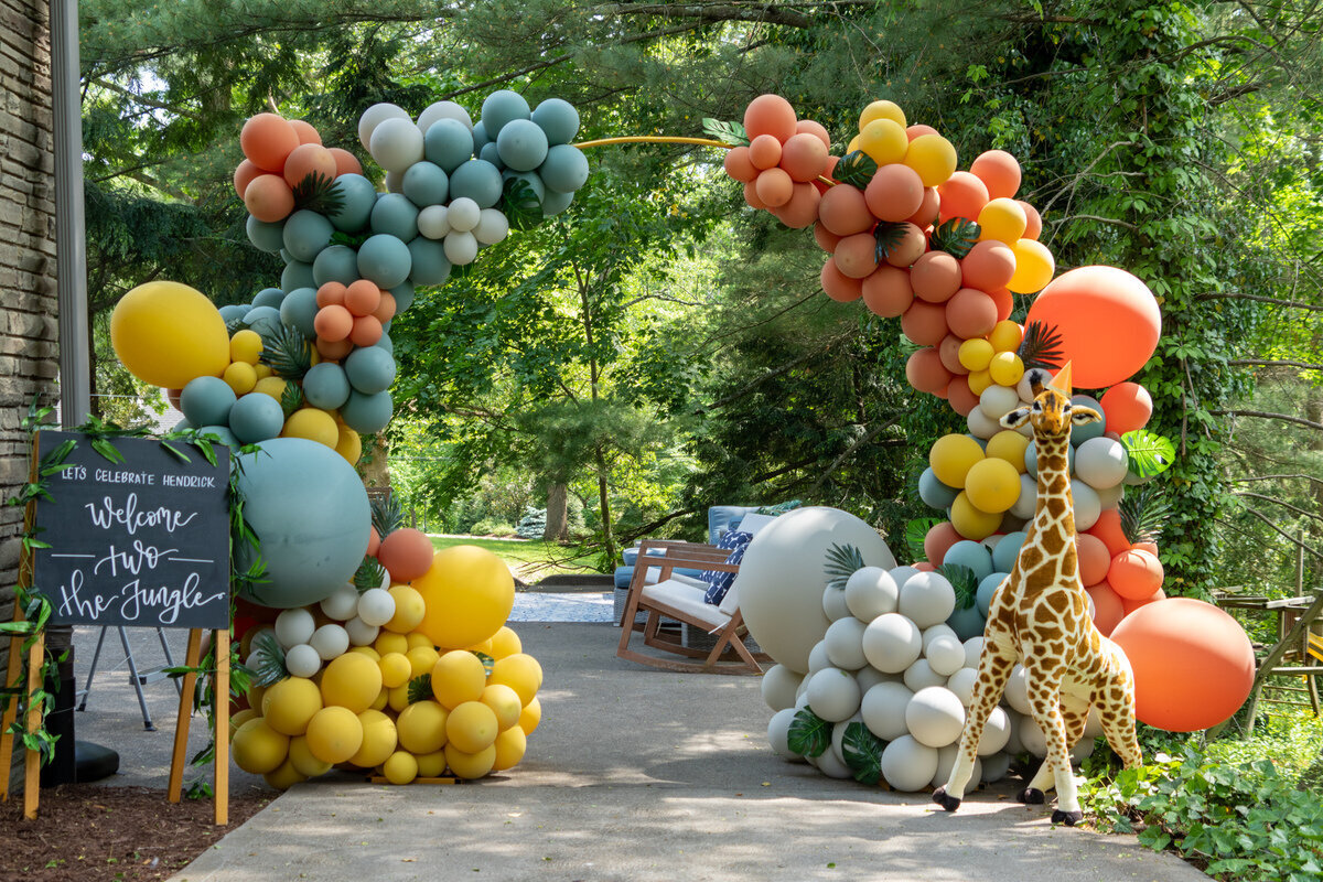 Safari Balloon Arch for Two Year Old Birthday Party