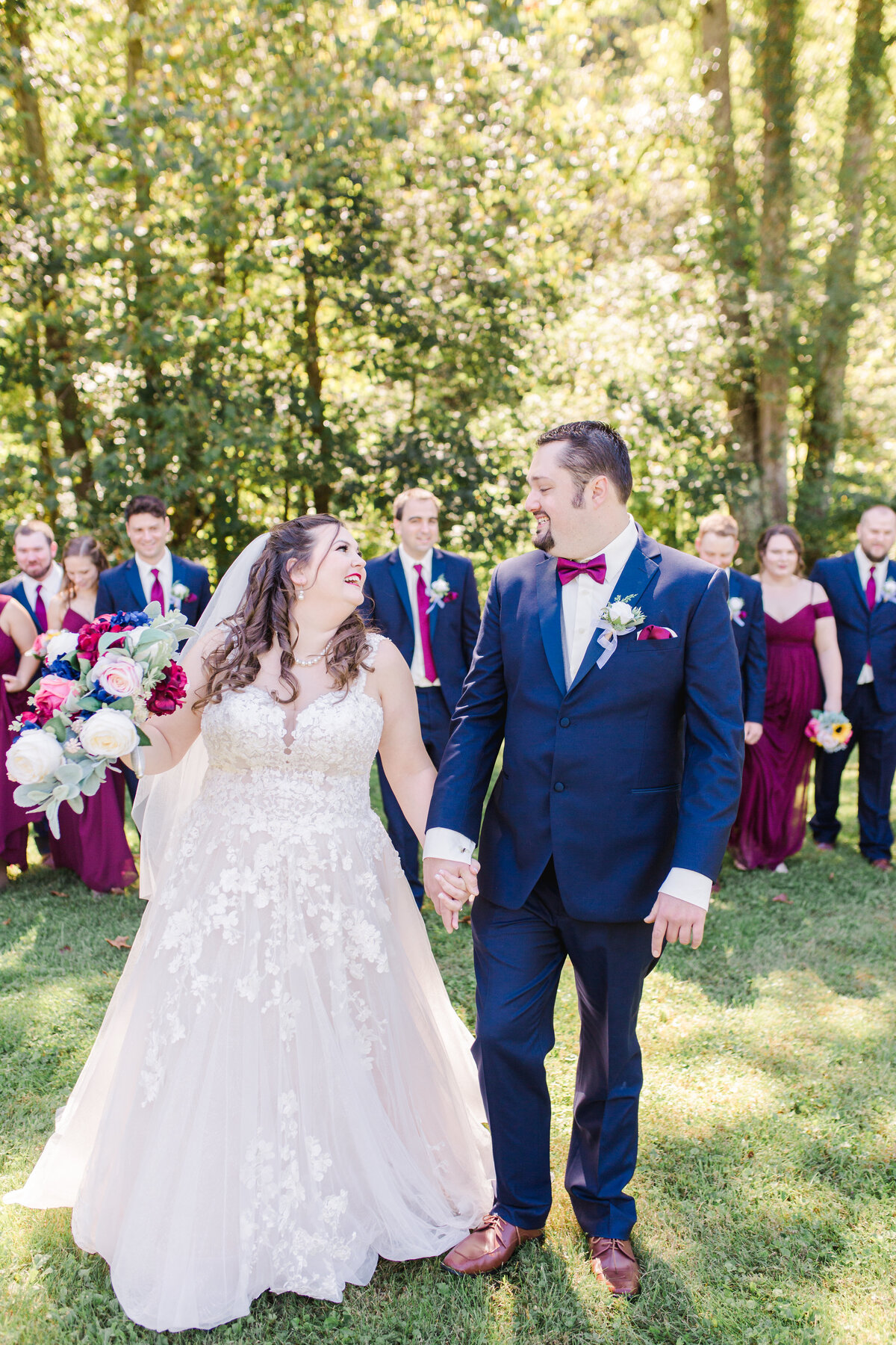 Navy blue and burgundy outdoor wedding in West Virginia by Andrea Cooper Photography