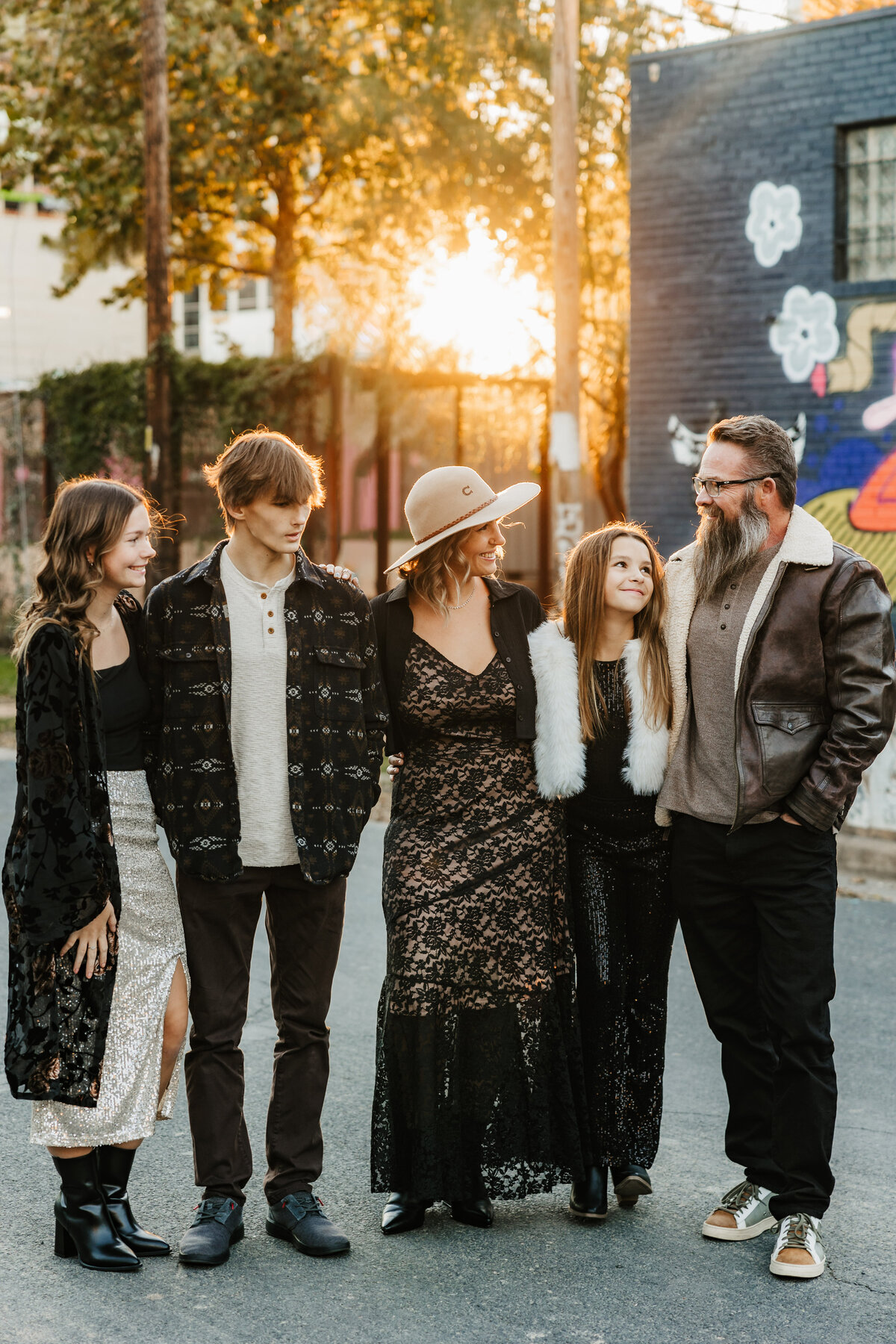 family-poses-in-street