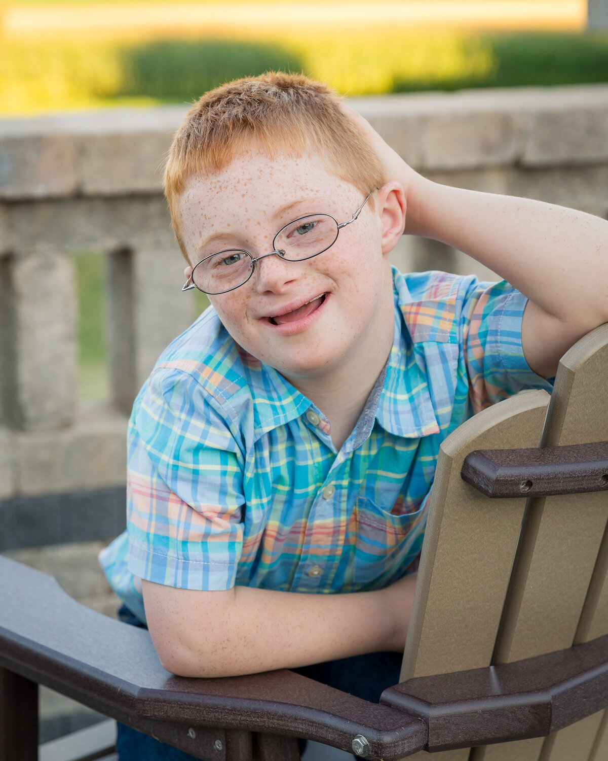 Portrait of young boy with Downs Syndrome