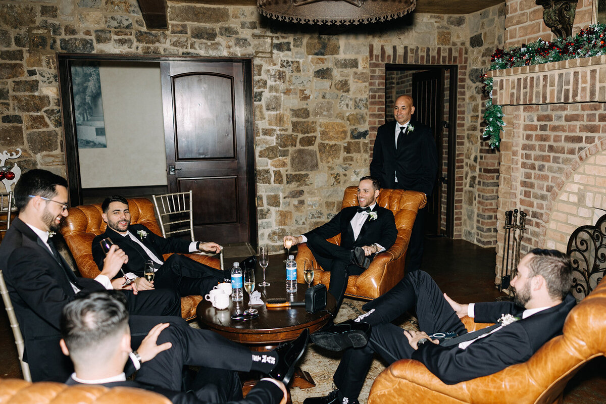 groomsmen hanging out at bella collina orlando wedding​