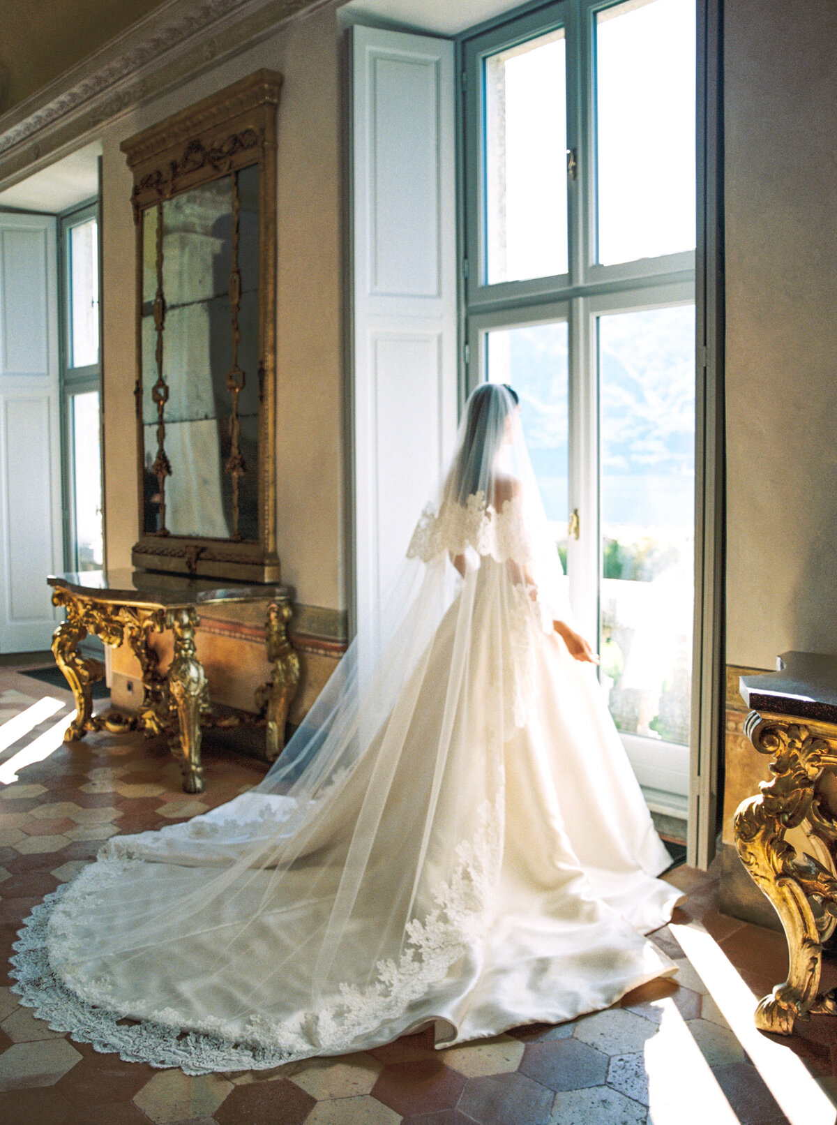 Villa Balbiano Wedding Lake Como Italy. Bride's wedding dress